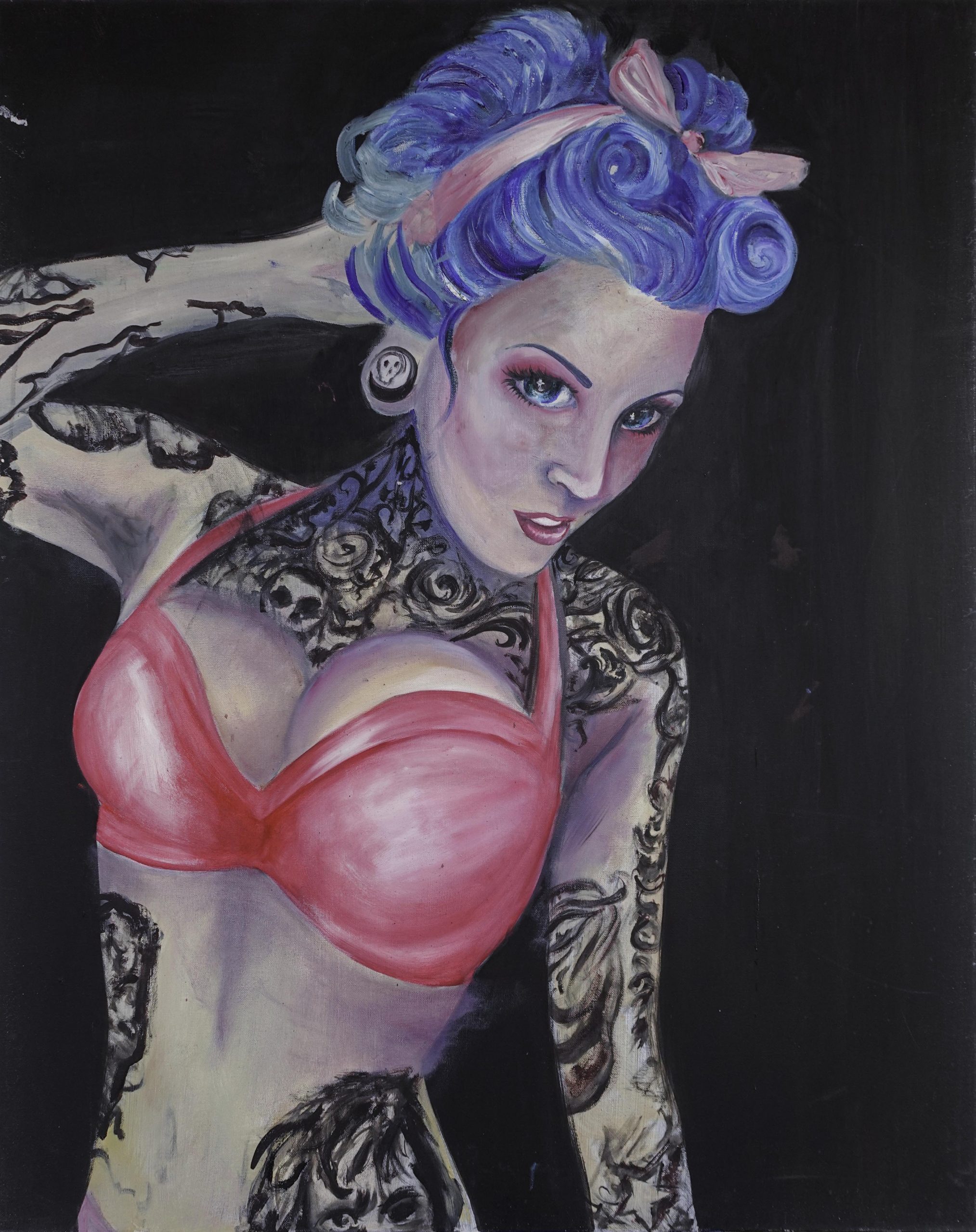 Blue Haired Pin Up (81cm x 102cm)
